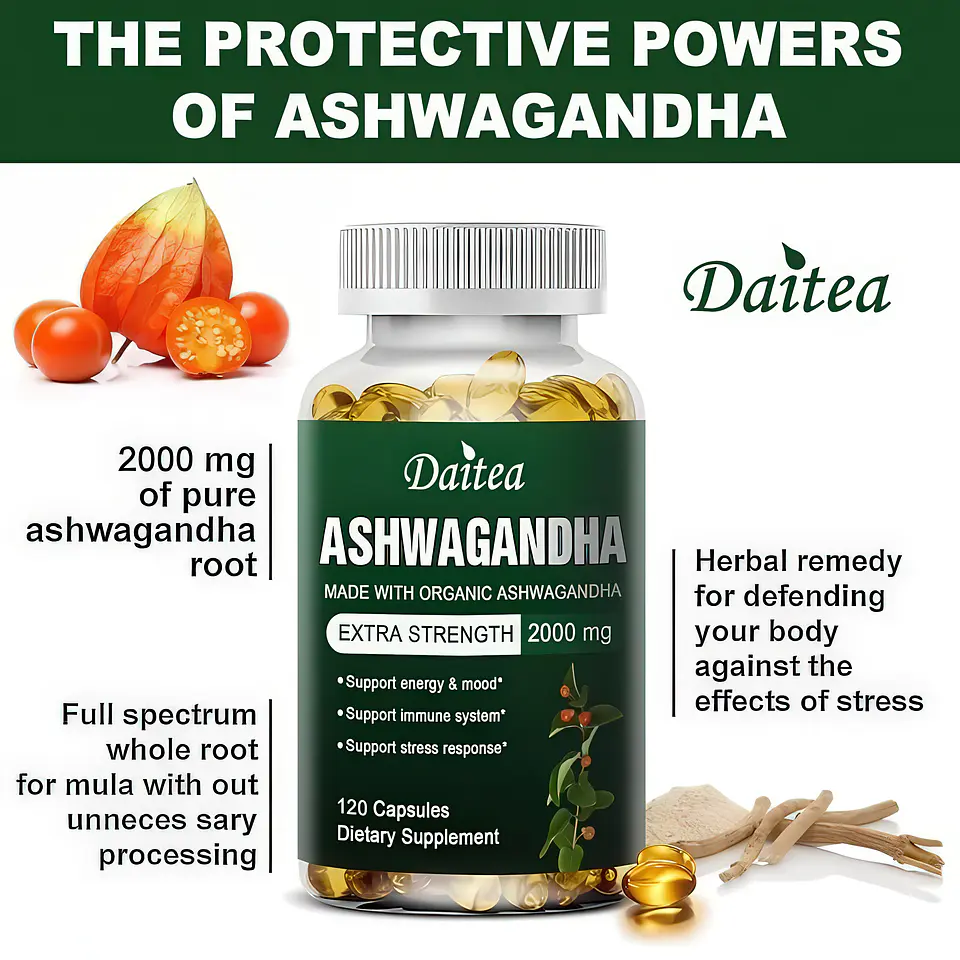 Daitea Organic Ashwagandha Extra Strength 2000 mg (120 Cápsulas) 4