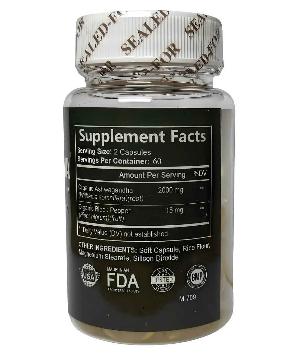 Daitea Organic Ashwagandha Extra Strength 2000 mg (120 Cápsulas) 2