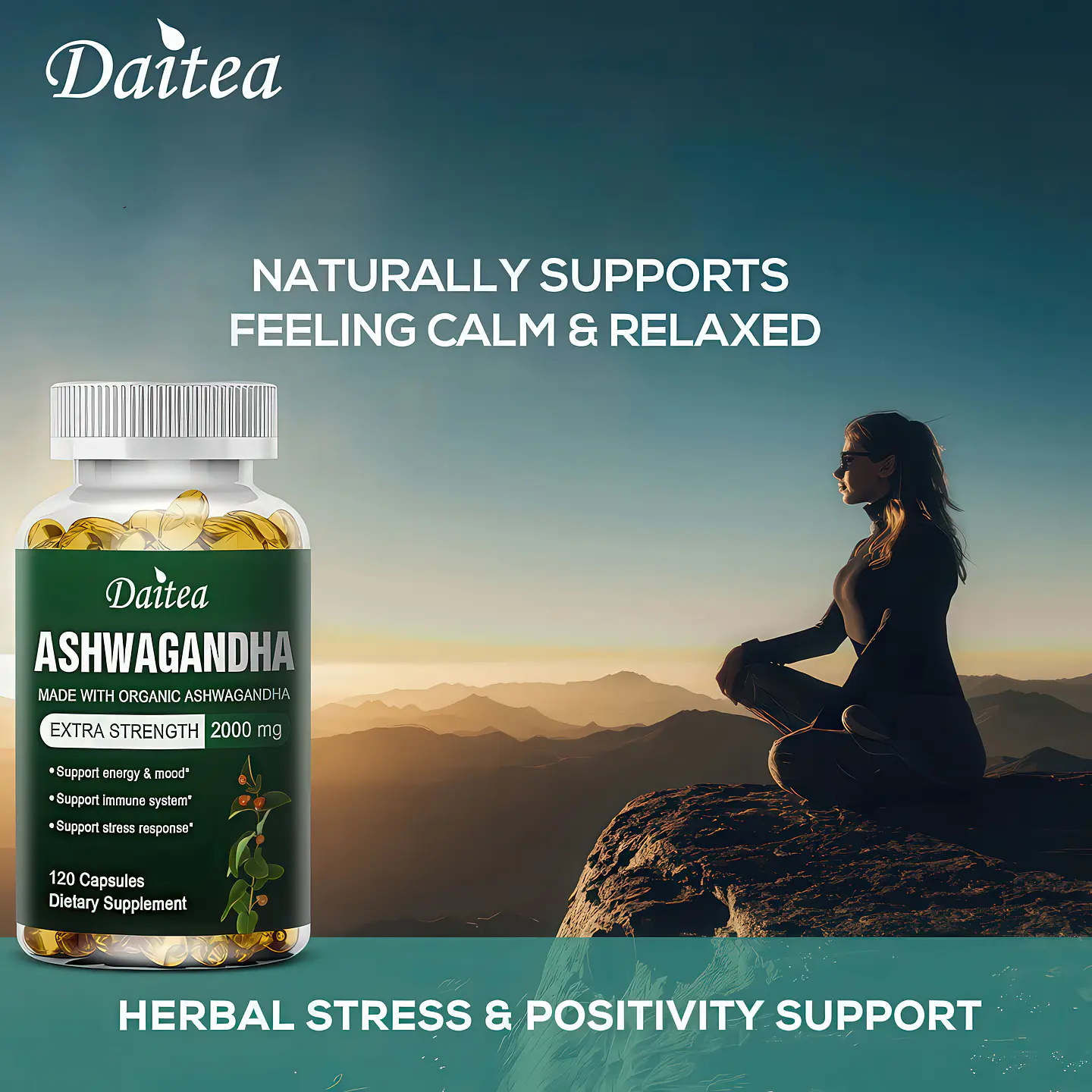 Daitea Organic Ashwagandha Extra Strength 2000 mg (120 Cápsulas) 7