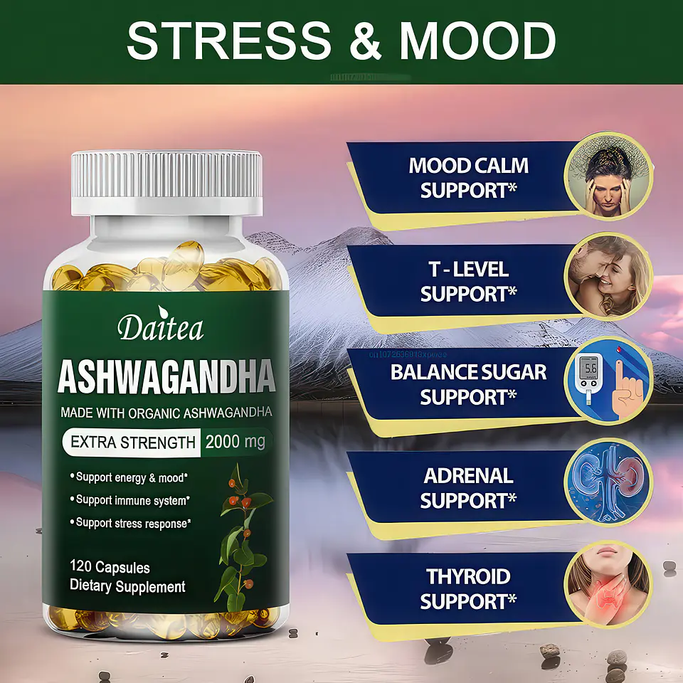Daitea Organic Ashwagandha Extra Strength 2000 mg (120 Cápsulas) 8