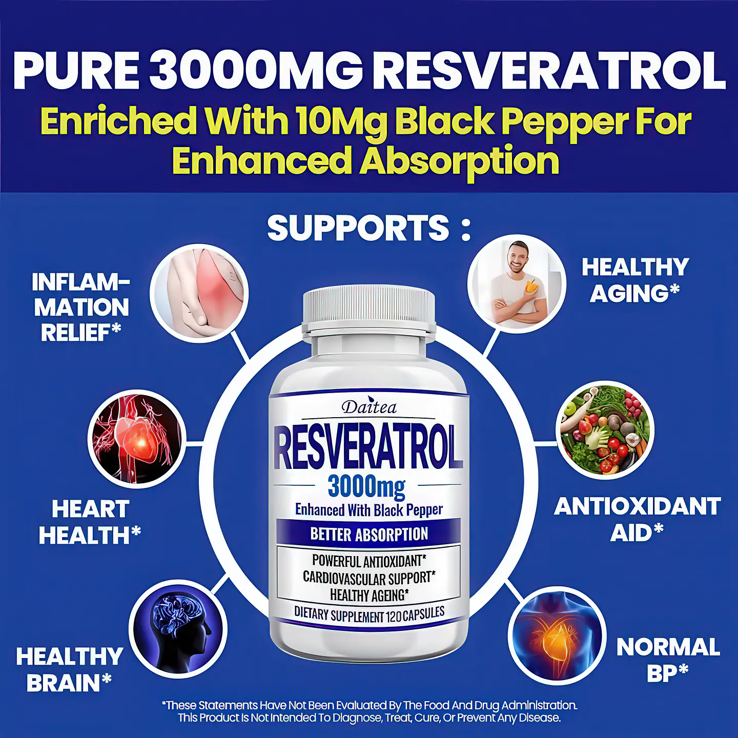 Resveratrol 3000 Mg 120 Cápsulas Original 6