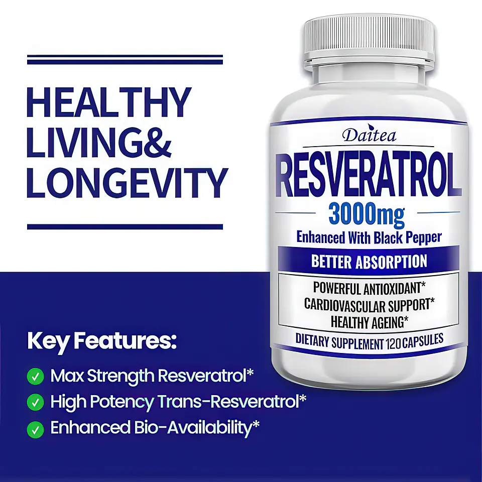 Resveratrol 3000 Mg 120 Cápsulas Original 7