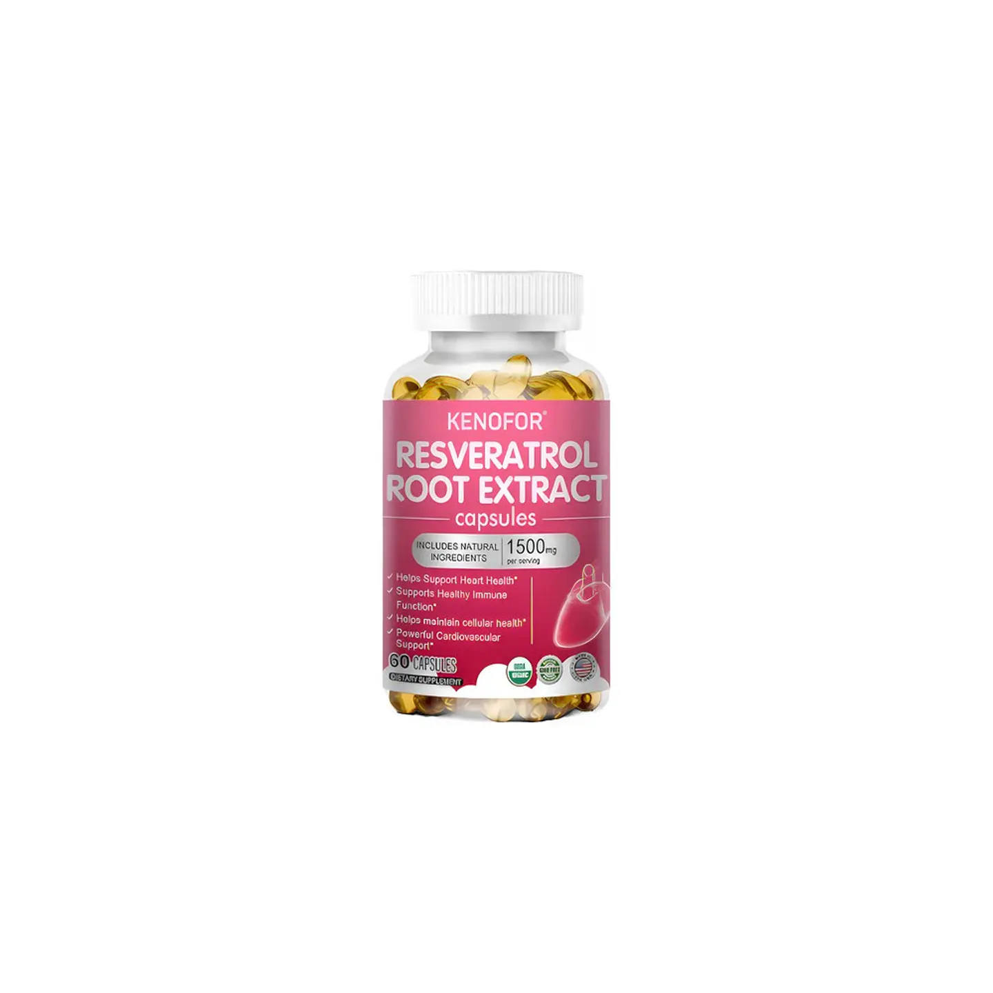 Suplemento Resveratrol Kenofor 1500 mg/Té Verde (60 Cápsulas) 1