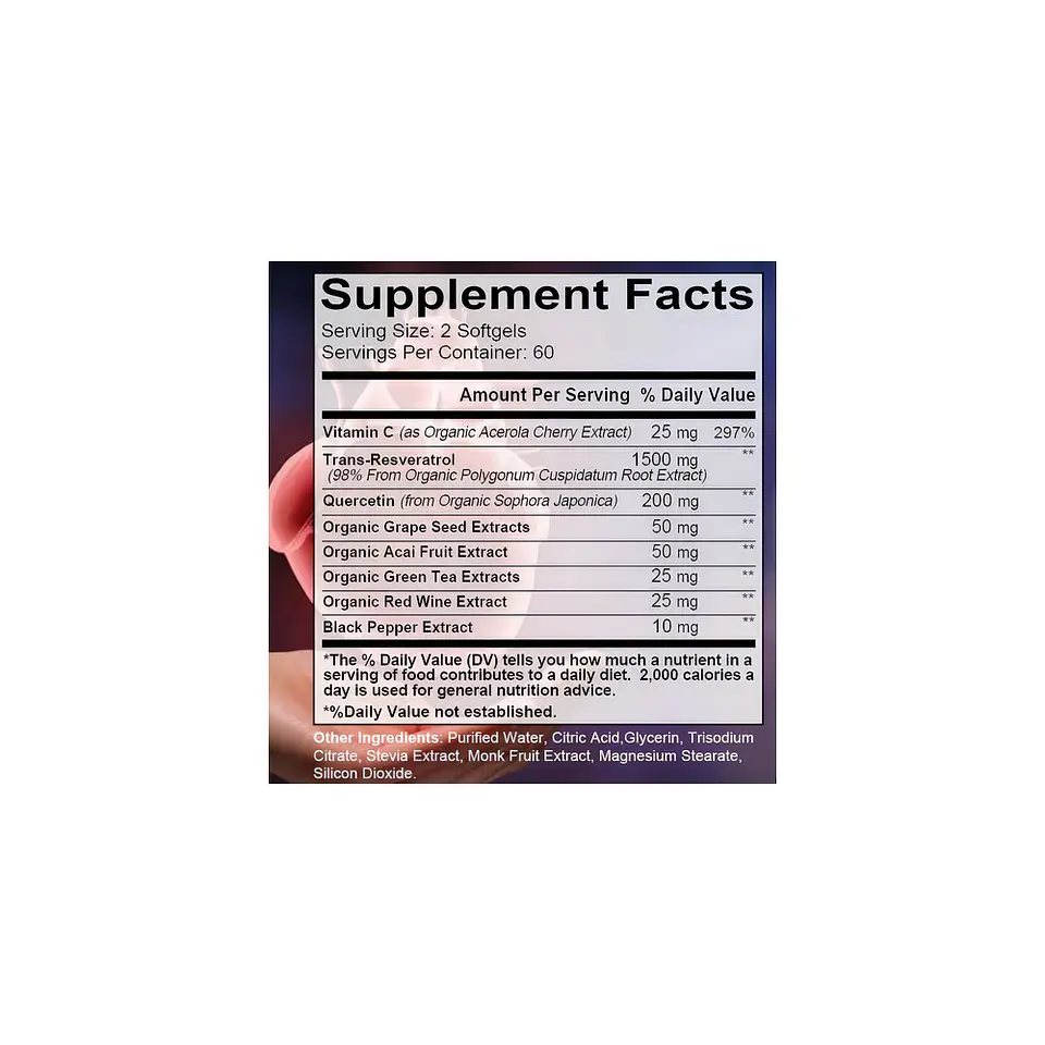 Suplemento Resveratrol Kenofor 1500 mg/Té Verde (60 Cápsulas) 2