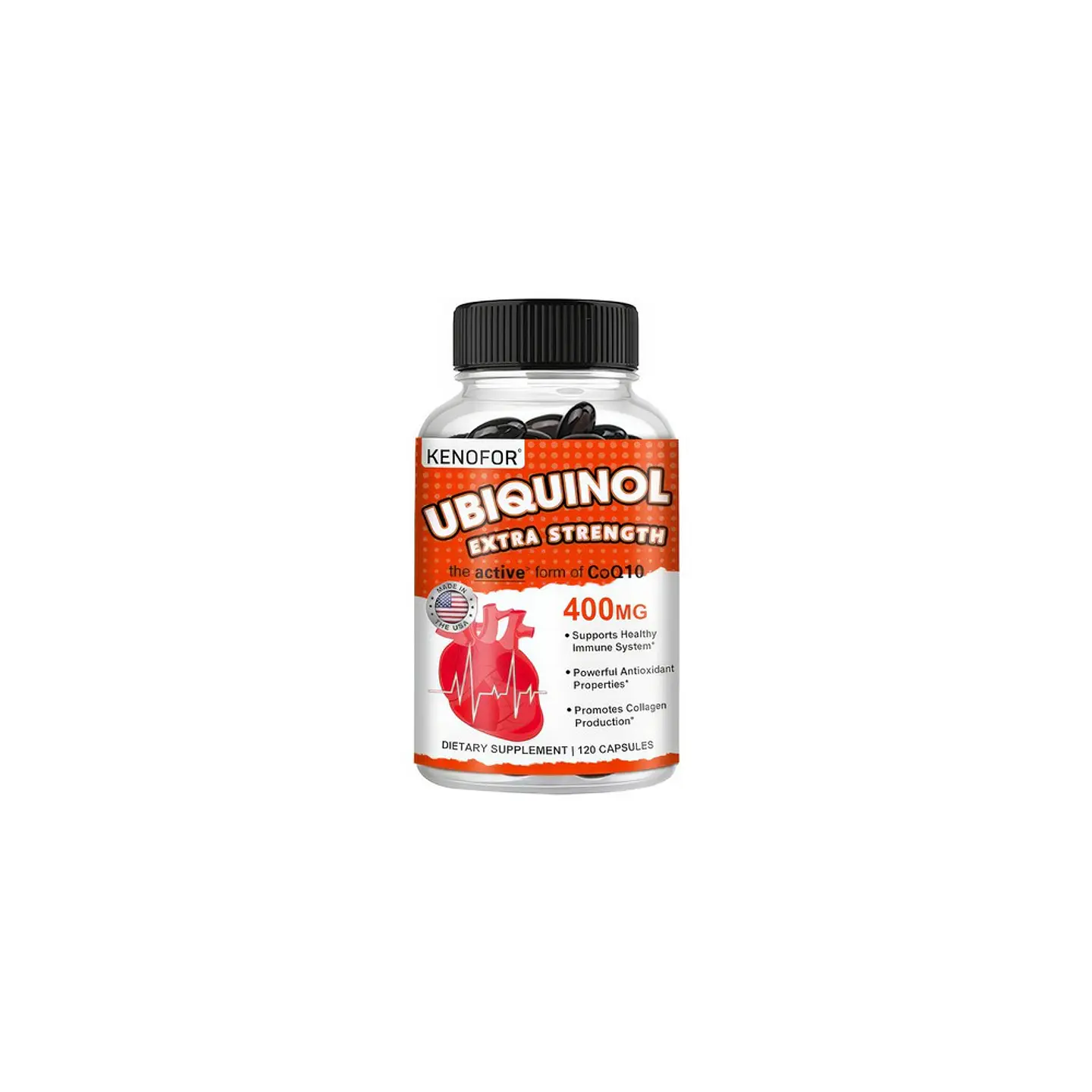 Ubiquinol Coenzima Q10 400 mg Vitamina E 120 Cápsulas Kenofor Vegan 1