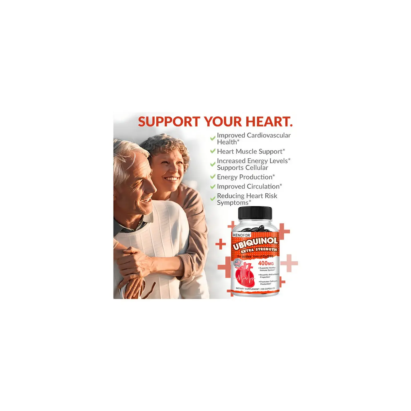 Ubiquinol Coenzima Q10 400 mg Vitamina E 120 Cápsulas Kenofor Vegan 7
