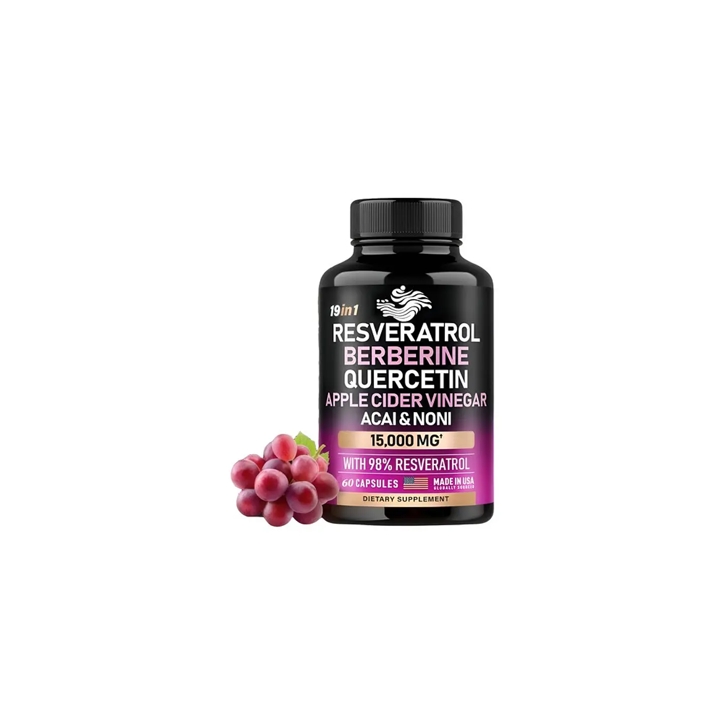Resveratrol, Berberina, Vinagre De Sidra Manzana 19 En 1 1