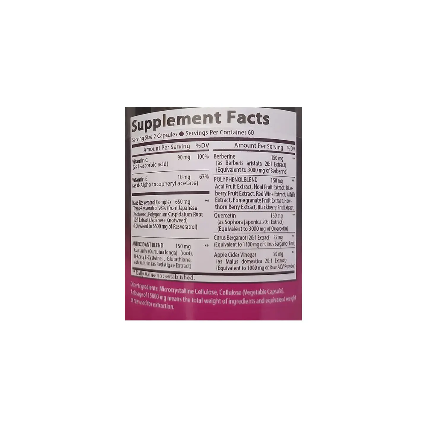 Resveratrol, Berberina, Vinagre De Sidra Manzana 19 En 1 2