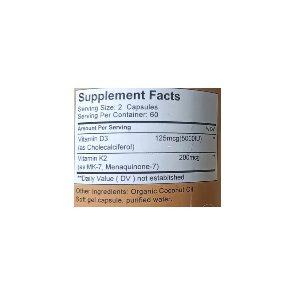 Vitamina D3 + Vitamina K2 5000Iu 120 Cápsulas 2