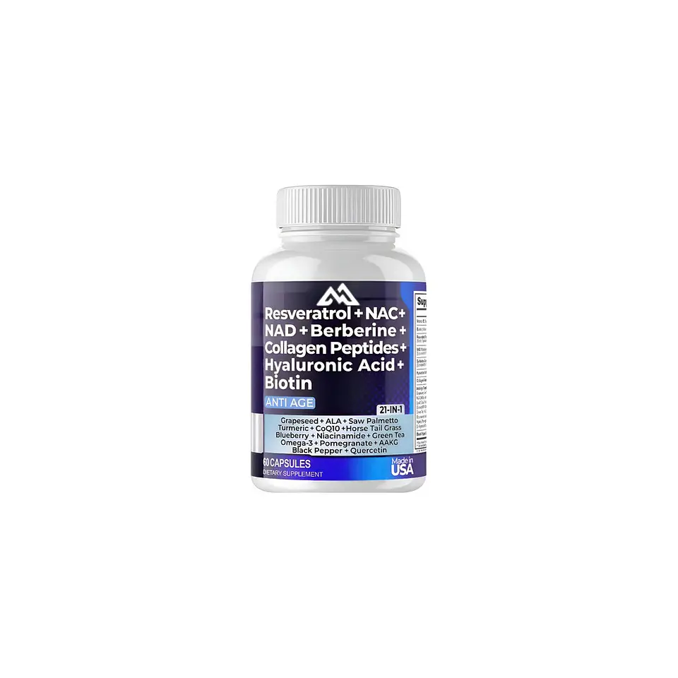 Resveratrol + NAC + NAD + Berberine Complex 21 en 1 (60 Cápsulas) 1