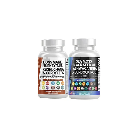 Pack Mix Melena De León Sea Moss Ashwagandha 120 Cápsulas