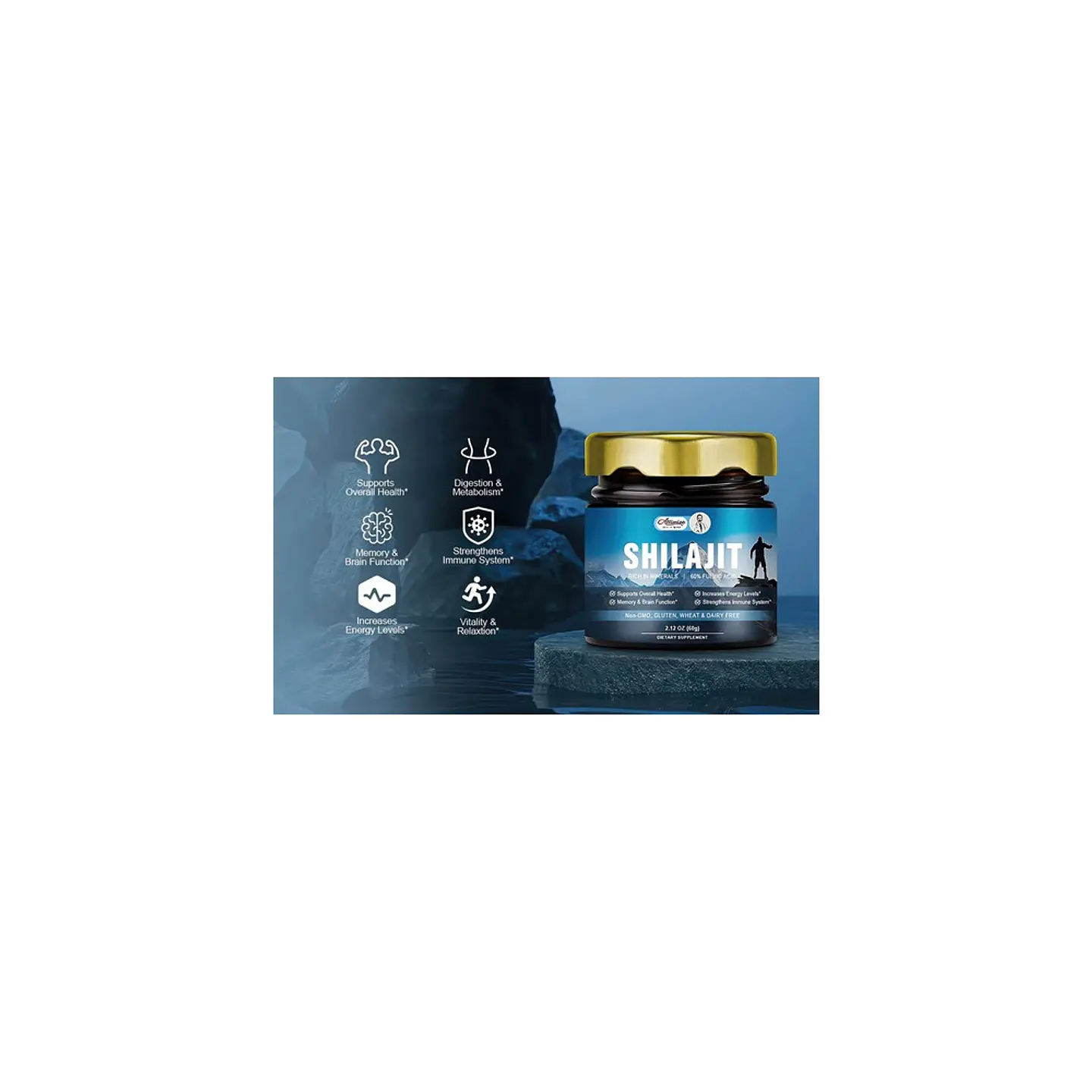 Extracto Puro De Resina Shilajit Del Himalaya 600 mg ALLIWISE 6