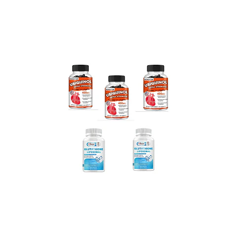 Pack 3 Ubiquinol 400 mg + 2 Glutatión Liposomal 120 Cápsulas