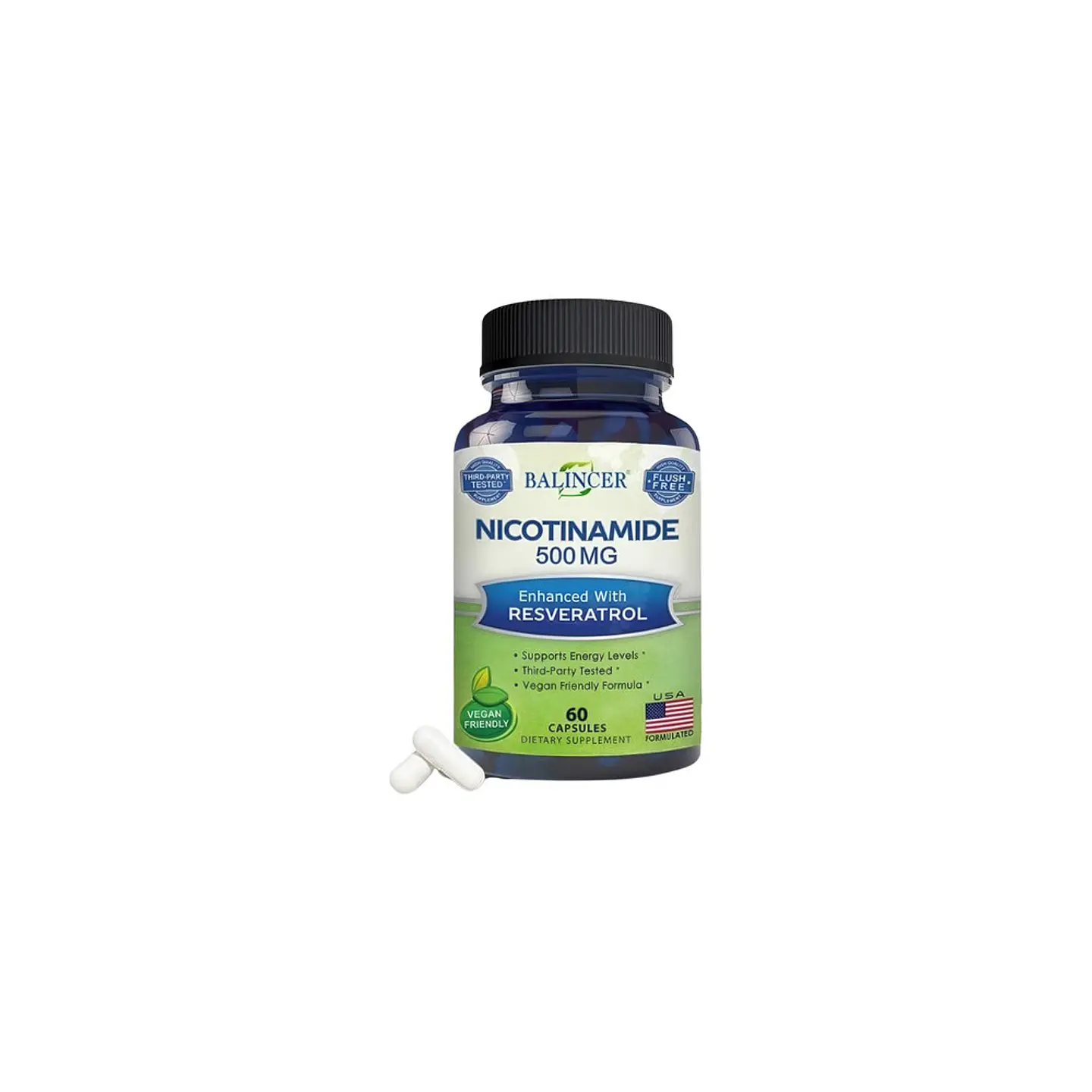 Nicotinamida Balincer 500 mg Resveratrol 60 Cápsulas Sin Gluten Vegano 1