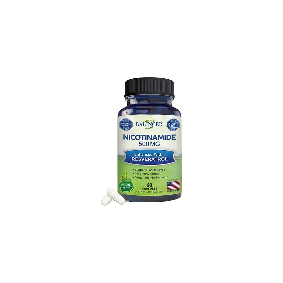 Nicotinamida Balincer 500 mg Resveratrol 60 Cápsulas Sin Gluten Vegano 1