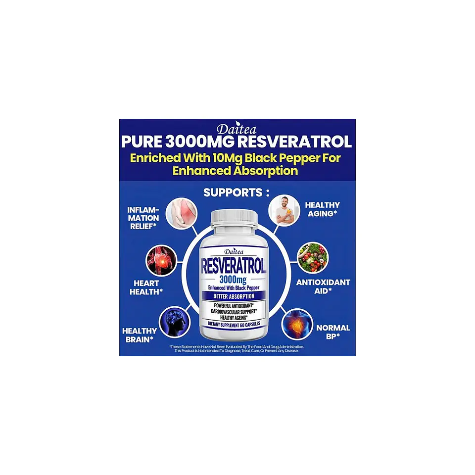 Resveratrol 3000 Mg 60 Cápsulas Suplemento Original 8