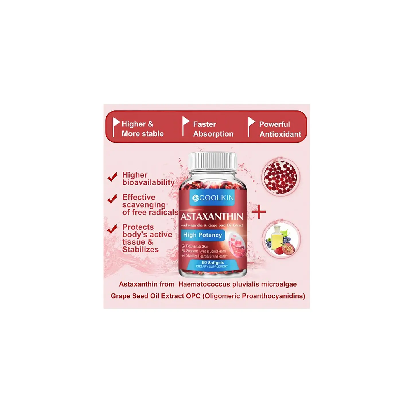 Astaxantina 24 mg Con Aceite De Uva Y Ashwagandha 60 Cápsulas 5