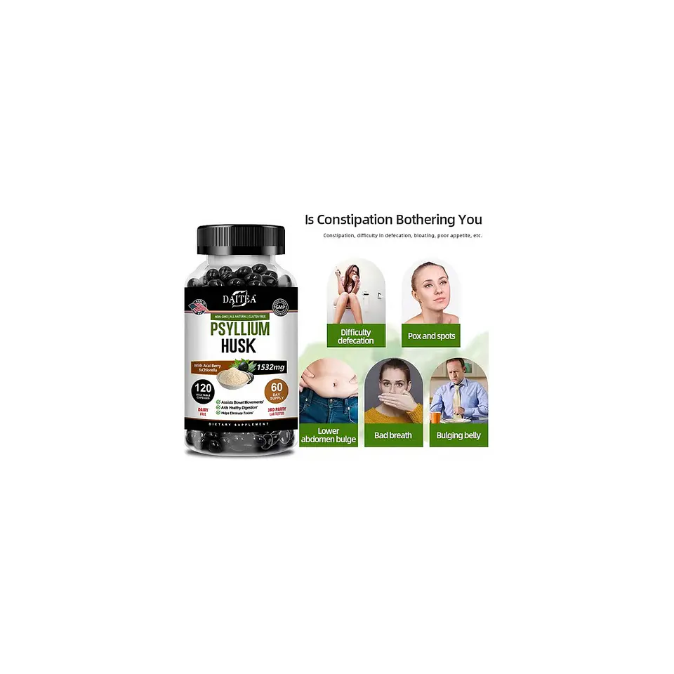 Psyllium Husk Enzimas Digestivas Control De Peso 120 Cáp 5
