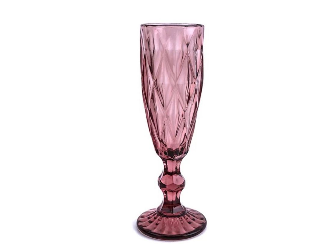 Set de 6 Copas de Champagne Purpura modelo rombo