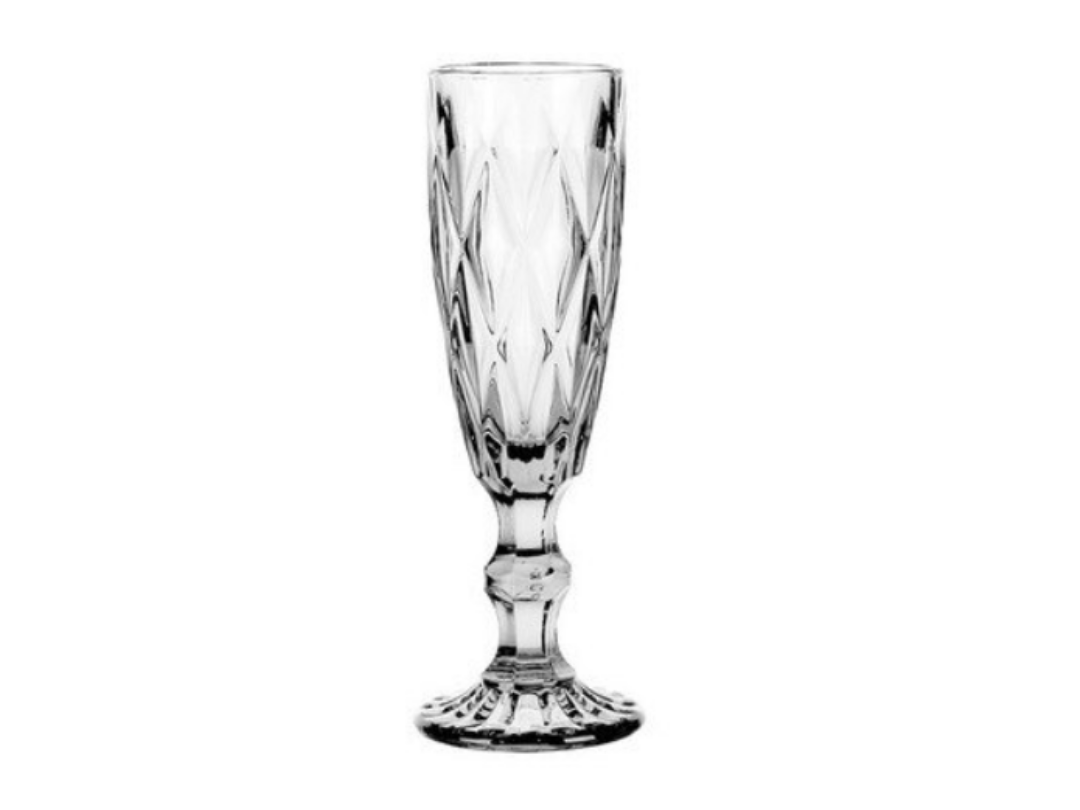 Set de 6 Copas de Champagne Transparentes Modelo Rombo
