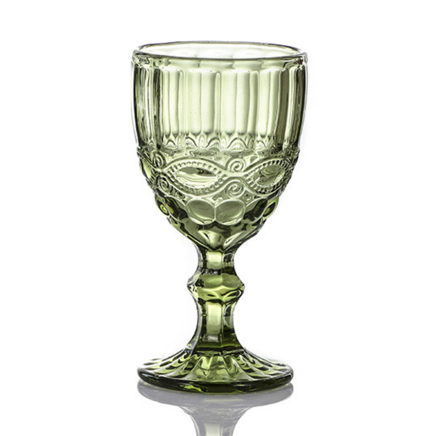 Set de 6 copas verde 300cc Modelo Flor