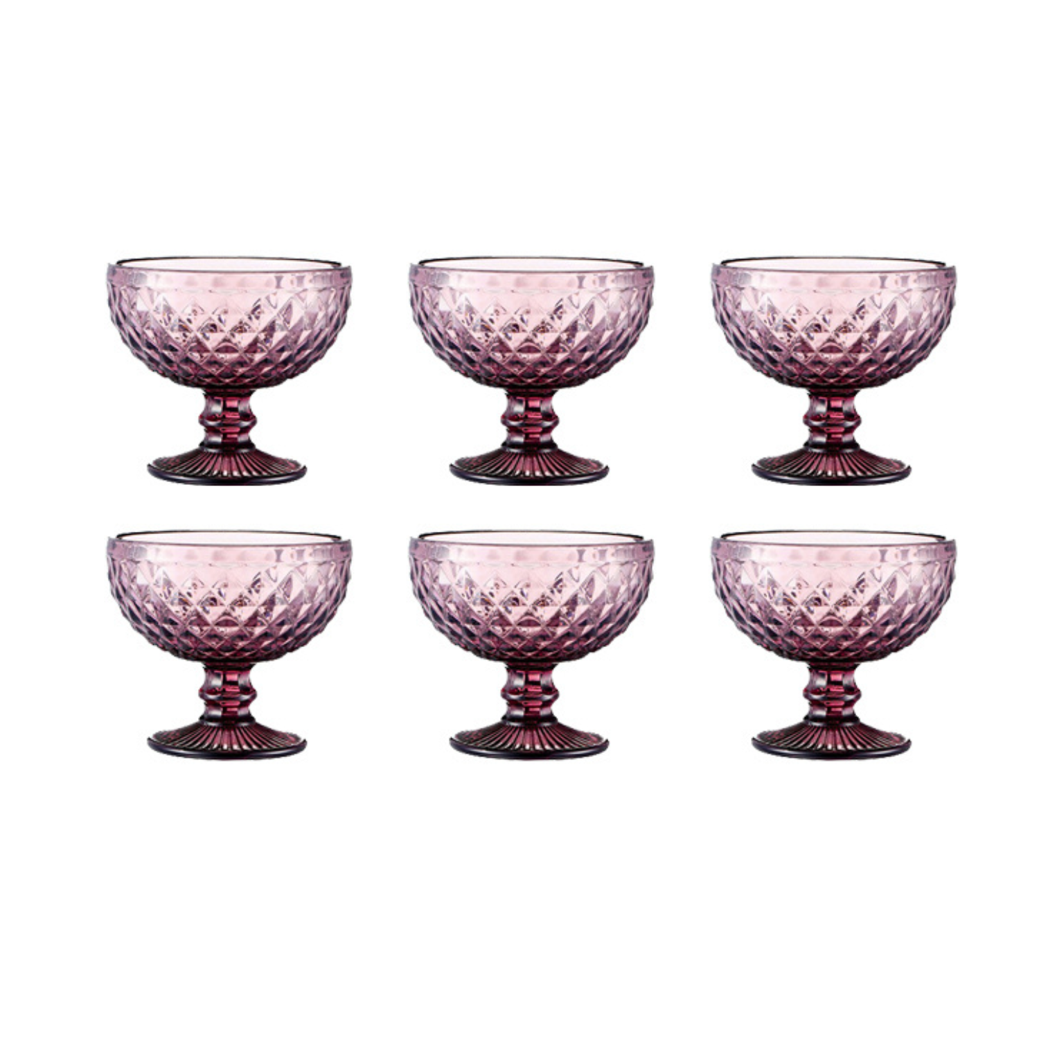 Set de 6 copas de postre purpura modelo pineapple