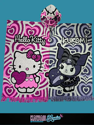 Poncho Kuromi y Hello Kitty