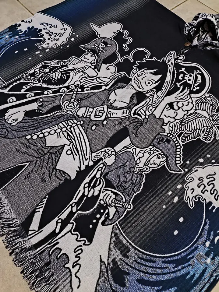 Poncho One Piece olas (Azul) 2