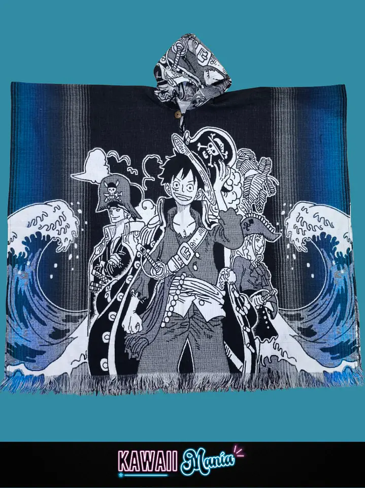 Poncho One Piece olas (Azul) 1