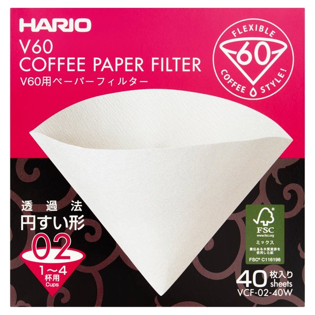 V60 Filtro de papel blanco 02 - 40 Und