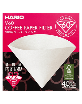 V60 Filtro de papel blanco 02 - 40 Und