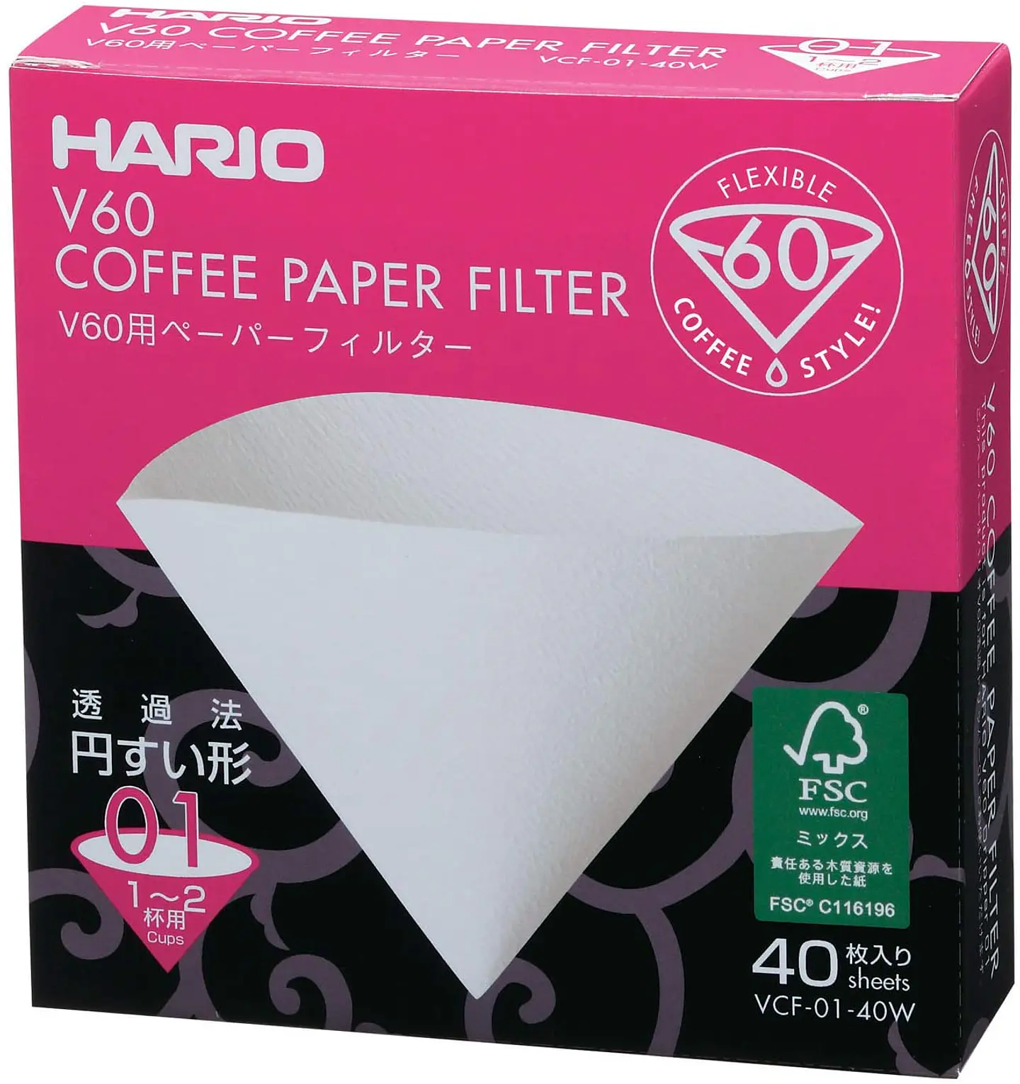 V60 Filtro de papel blanco 01 - 40 Und 1