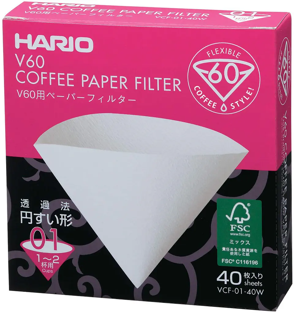 V60 Filtro de papel blanco 01 - 40 Und 1