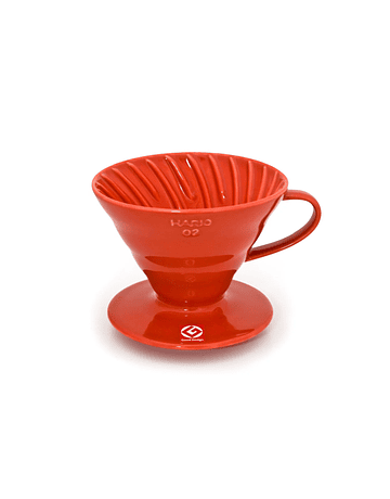 V60 Dripper Cerámica 02 Hario (Blanco / Rojo)