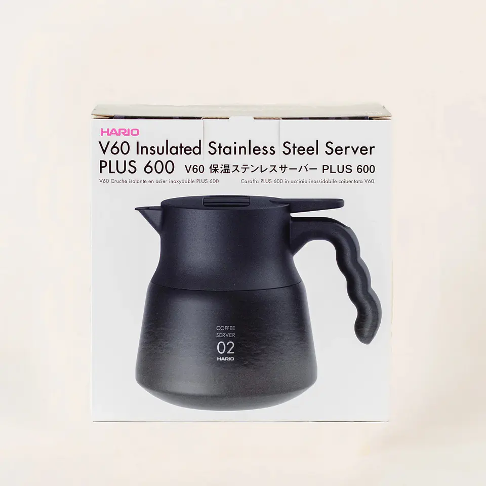 Hario Server Térmico V60 PLUS 600 ml Acero Inoxidable Negro 4