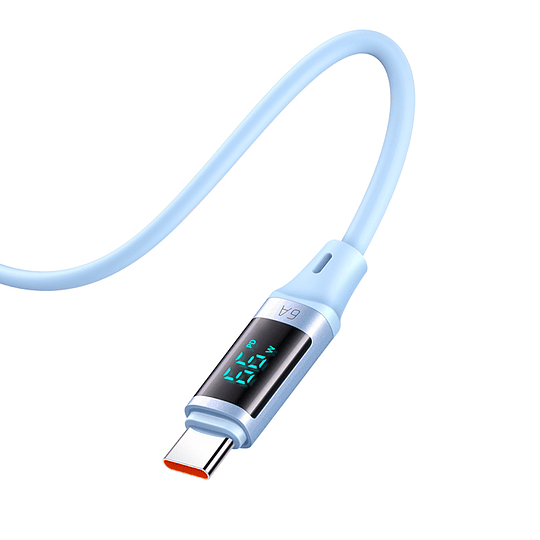 Cable Carga ULTRA RAPIDA (USB - C) 100W SILICONA CELESTE