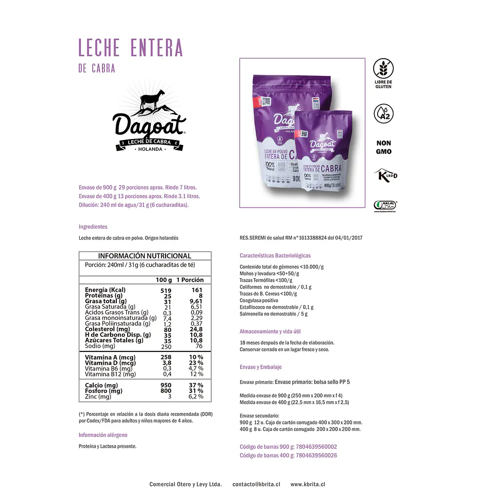 Pack | 12 Dagoat Entera 900 grs