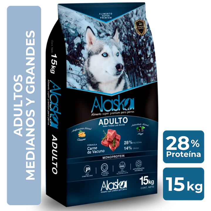 Alaska Adulto 15kg – Alimento Súper Premium Perros Adultos 5
