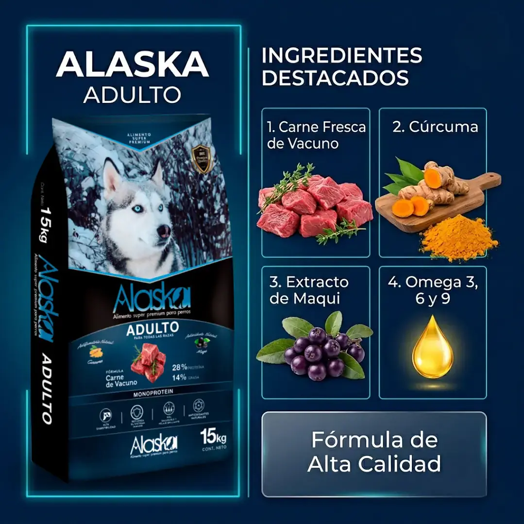 Alaska Adulto 15kg – Alimento Súper Premium Perros Adultos 2