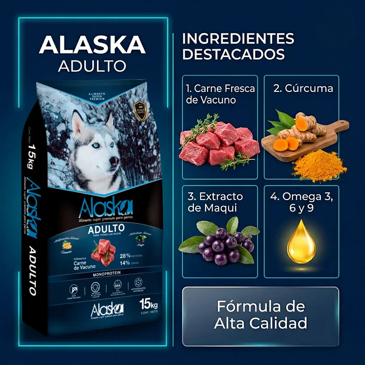 Alaska Adulto 15kg – Alimento Súper Premium Perros Adultos 2