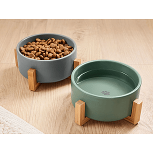 Pocillo de cerámica con base de bamú marca Zoofari