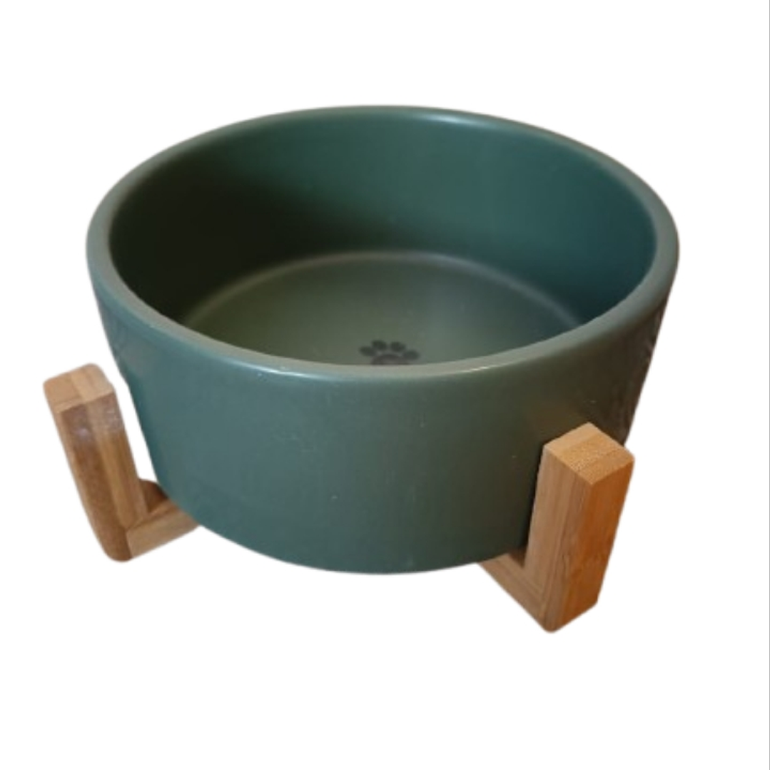 Pocillo de cerámica con base de bamú marca Zoofari 3
