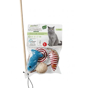 Caña para gato + juguetes marca Zoofari