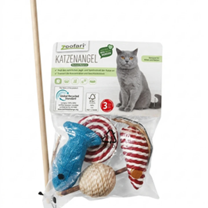 Caña para gato + juguetes marca Zoofari 1