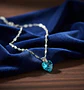 Collar Corazon Titanic de cristal Bermuda Blue enchape de oro blanco - Miniatura 2