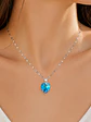 Collar Corazon Titanic de cristal Bermuda Blue enchape de oro blanco - Miniatura 3