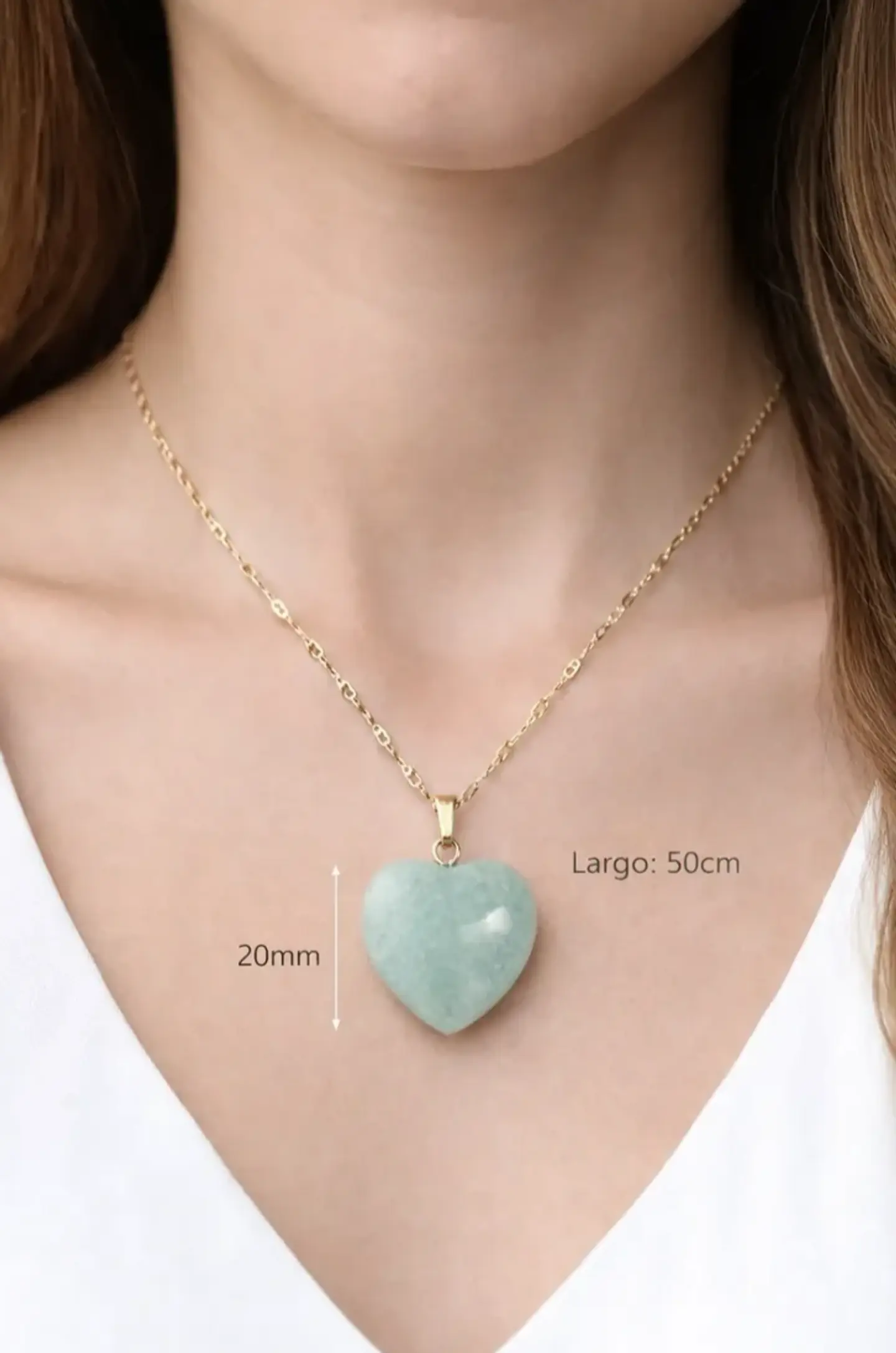 Collar Corazon Amazonita enchapado en oro 18K 2