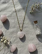 Collar Corazon cuarzo rosado enchapado en oro 18 K - Miniatura 2
