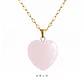 Collar Corazon cuarzo rosado enchapado en oro 18 K - Miniatura 1