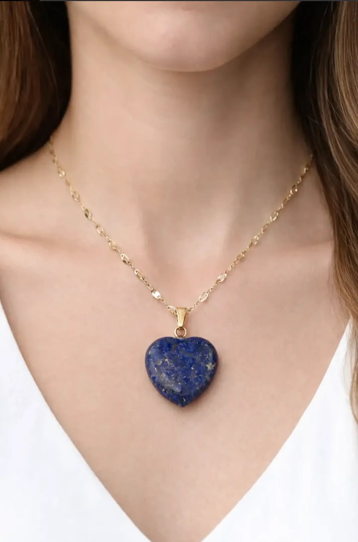 Collar Corazon de Lapislazuli enchapado en oro 18K 2